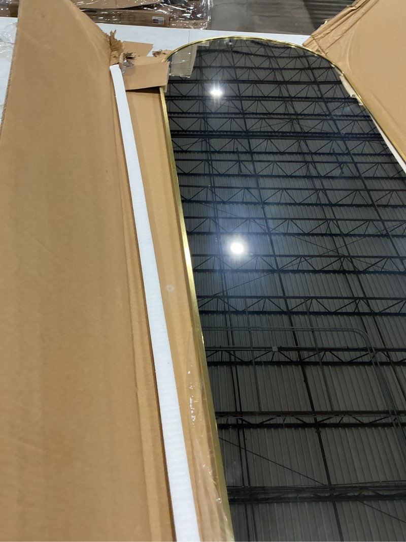 Condition photo showing As Is for edx arched full length mirror 59"x16" full body mirror rectangle free standing wall mounted leaning hanging floor mirrors, gold shape
