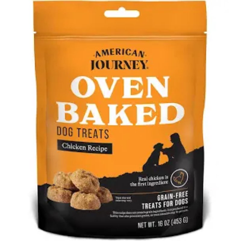 (Best by:03/12/2026)American Journey Chicken Recipe Grain-Free Oven Baked Crunchy Biscuit Dog Treats, 16-oz bag
