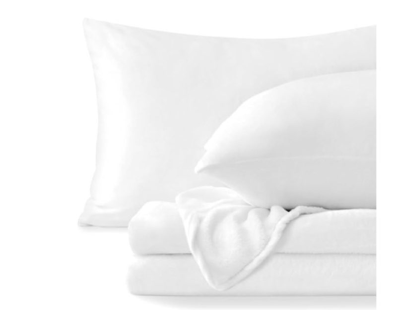 bedelite flannel sheets full size bright white - super soft fleece sheets set fluffy extra plush, 4 
