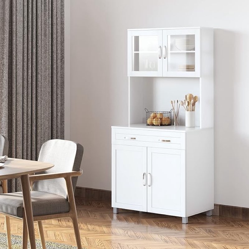 (Incomplete) HOMCOM Kitchen Side Cabinet Buffet Cupboard Dining Cabinet with Adjustable Internal Shelves and Drawer 80 x 48 x 170 cm White