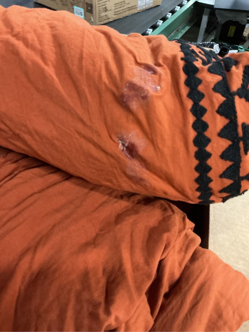Condition photo showing As Is for MaiRêve Burnt Orange Embroidery Comforter Sets Full Size - 7 Pieces, Farmhouse Western Boho Comforter Set, All Season Bed in A Bag Full Size with Sheets, Pillowcases & Shams Burnt Orange Full 7 Piece