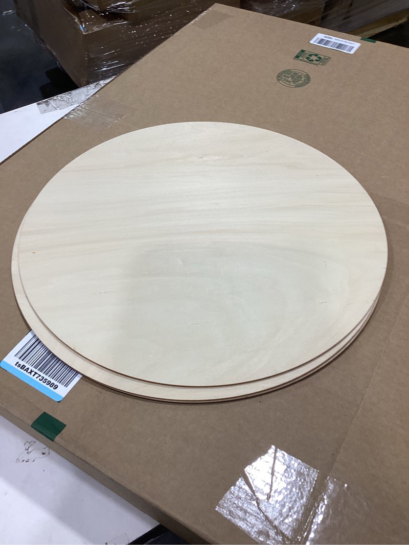 Condition photo showing Good Condition for 16 inch round wood circles unfinished round wood cutouts for crafts, door hanger painting and burning(3 pieces)