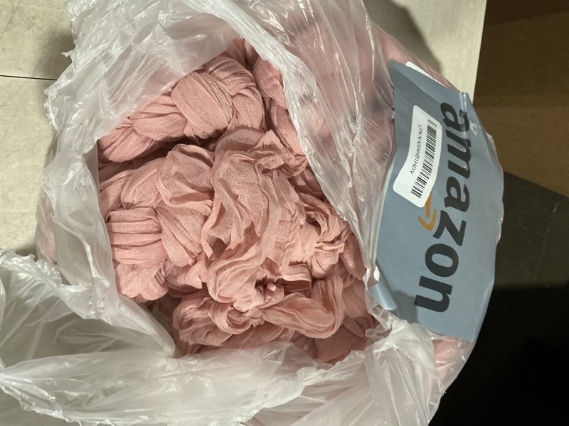 Condition photo showing As Is for pureegg 12-pack cheese cloths table runner, 120'' boho table cloth decorations for party, baby shower, wedding and farmhouse, fabric room decor, dusty pink dusty pink 120" - 12 packs