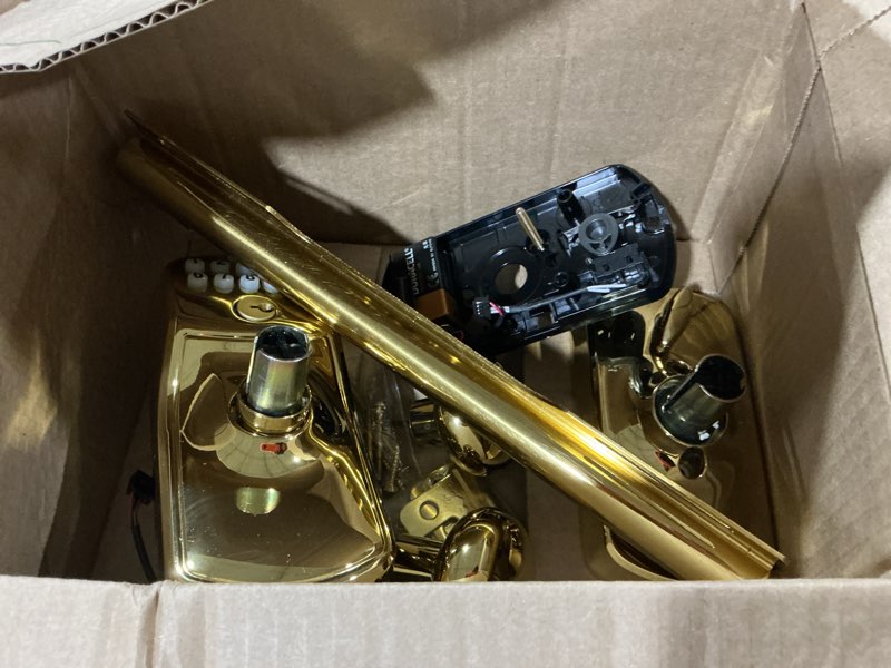 Condition photo showing Good Condition for schlage plymouth keypad lock with knob, electronic keyless door entry, flex lock auto?lock option, bright brass, fe595 ply 505 bright brass plymouth knob plymouth