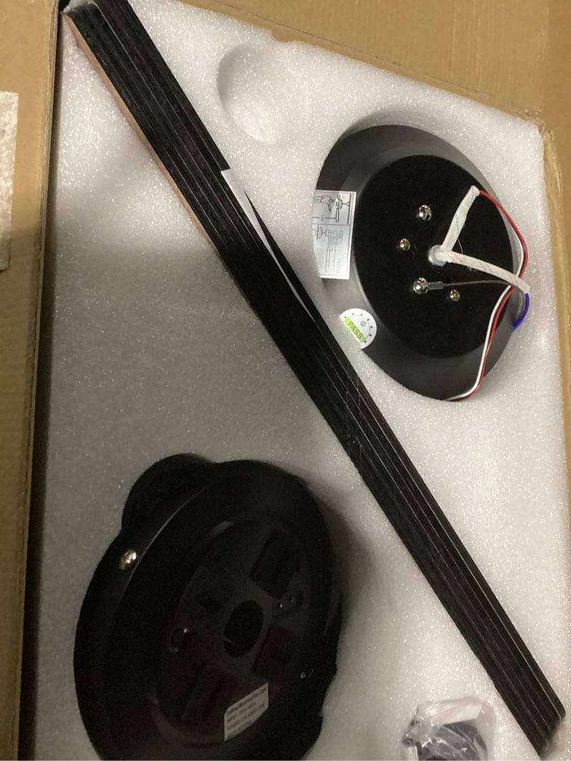 Condition photo showing Good Condition for ceiling fans with light and remote,52inch farmhouse diy caged flush mount ceiling fan with reversible dc motor dual finish 6 blades,6 speed black ceiling fan for patio,bedroom,indoor and outdoor 52" black diy