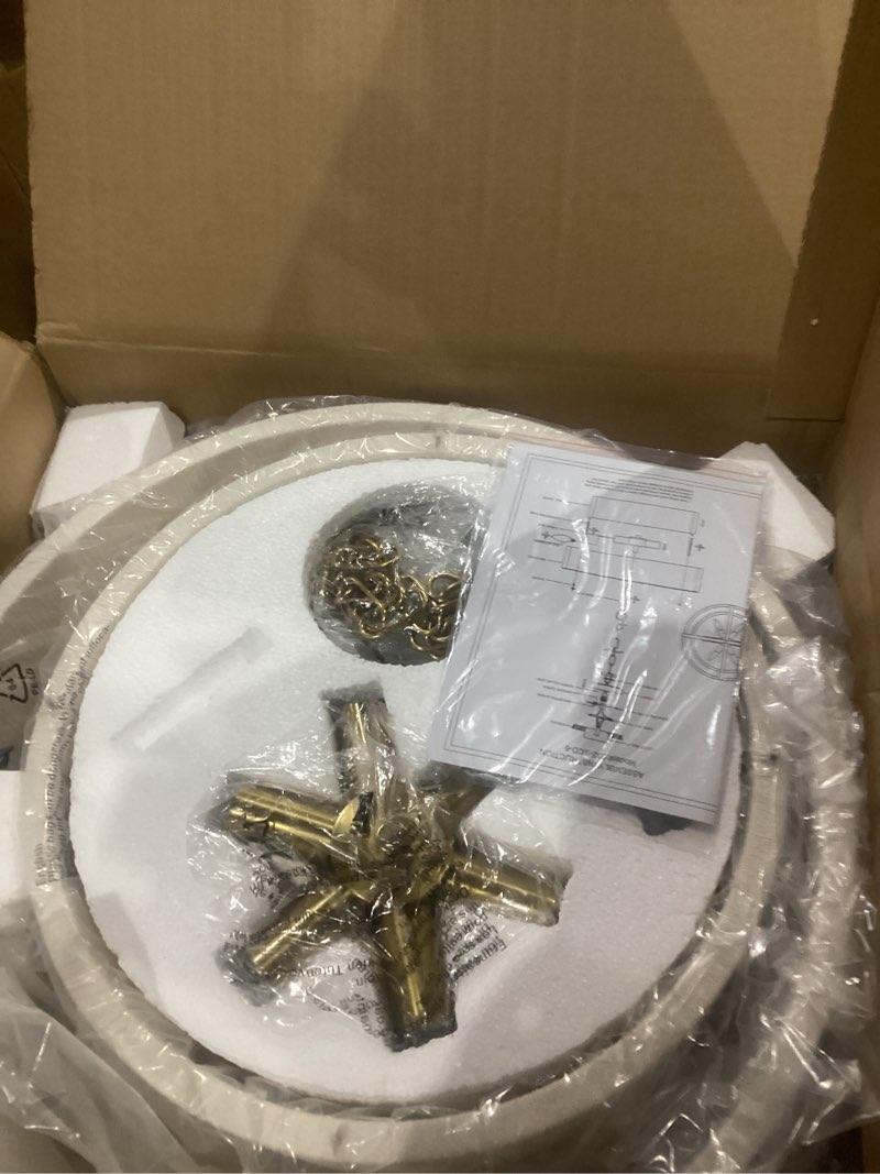 Condition photo showing Good Condition for 20”Hand Woven Rattan Chandelier Boho Pendant Light Adjustable Coastal Pendant Light for Kitchen Island Dining Living Room, White, UL Listed A-White