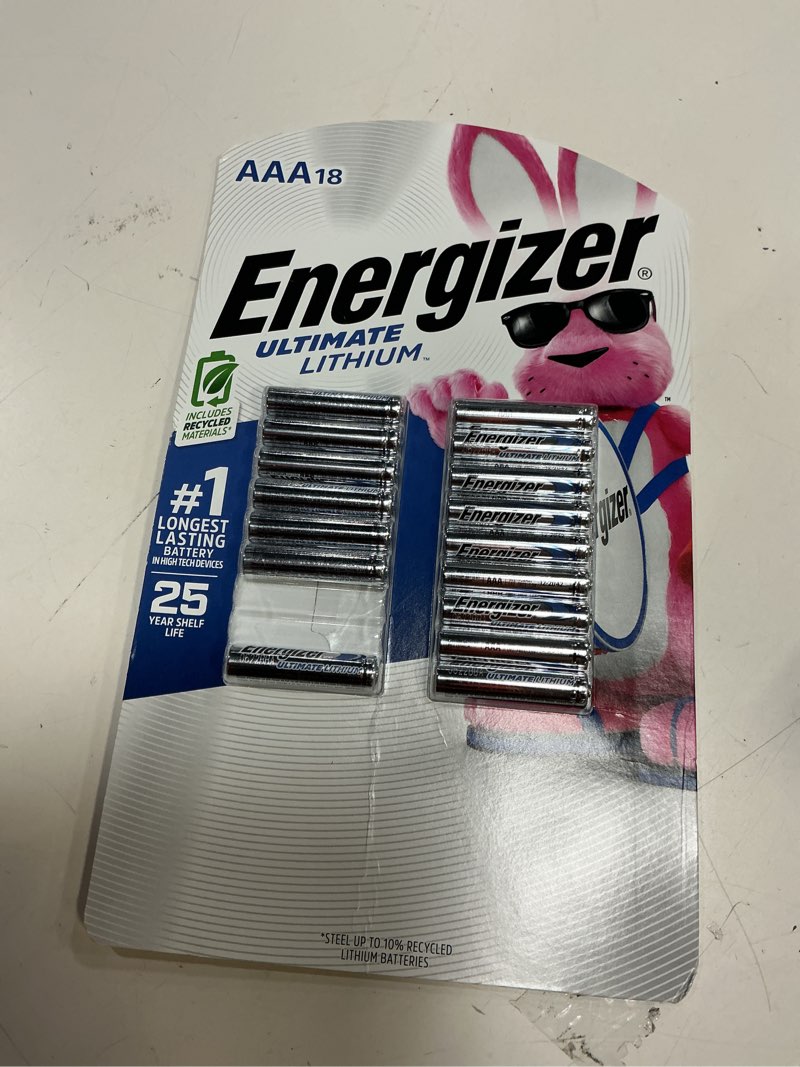 Condition photo showing As Is for energizer aaa ultimate lithium batteries, 18 pk.