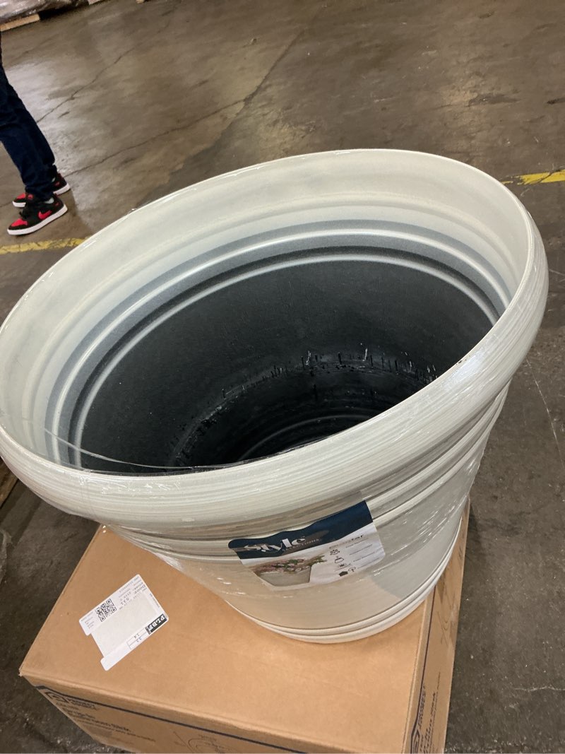 Condition photo showing Good Condition for  style selections round 20.35-in w x 20.35-in l x 17.38-in h white recycled plastic indoor/outdoor