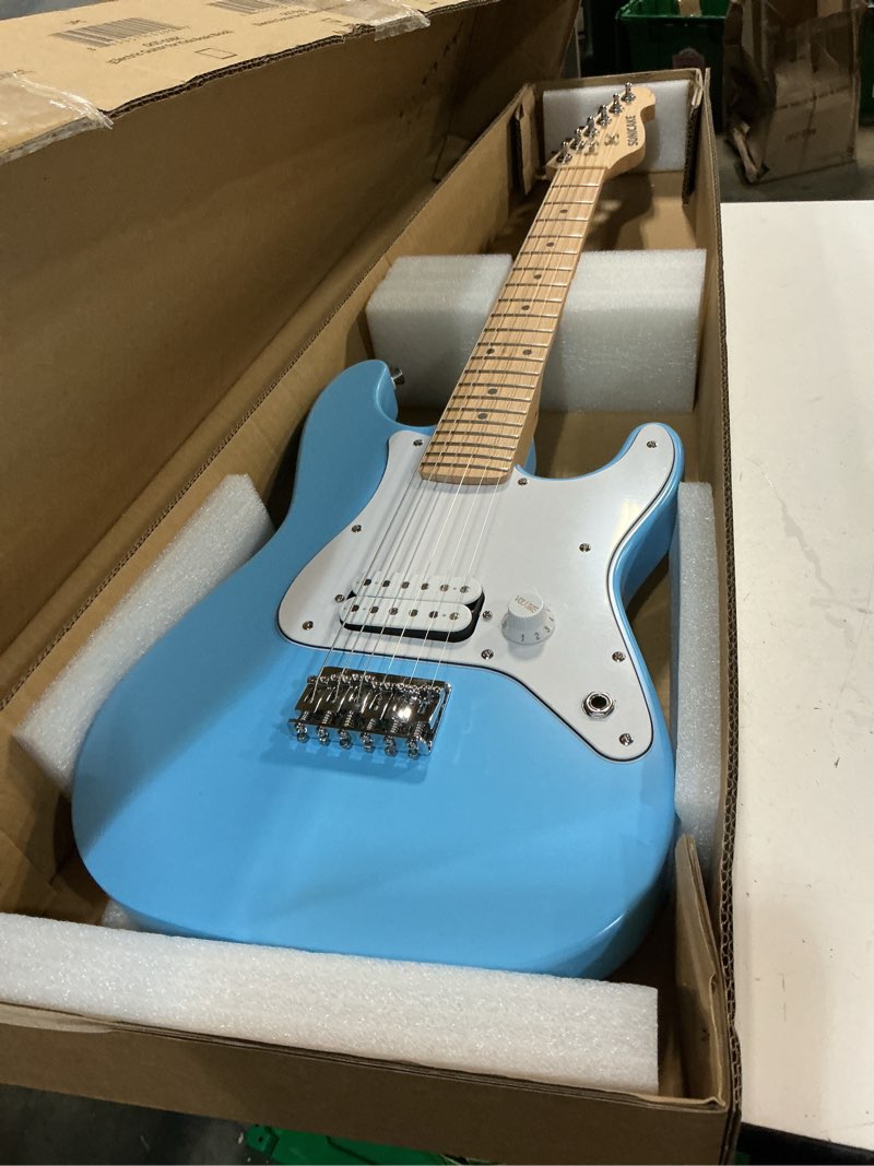 Condition photo showing Good Condition for sonicake 30" kids electric guitar for beginner, junior size solid wood body with humbucker pickup, one piece premium wood neck & fingerboard, rounded fret ends, qgt-50 (sonic blue)