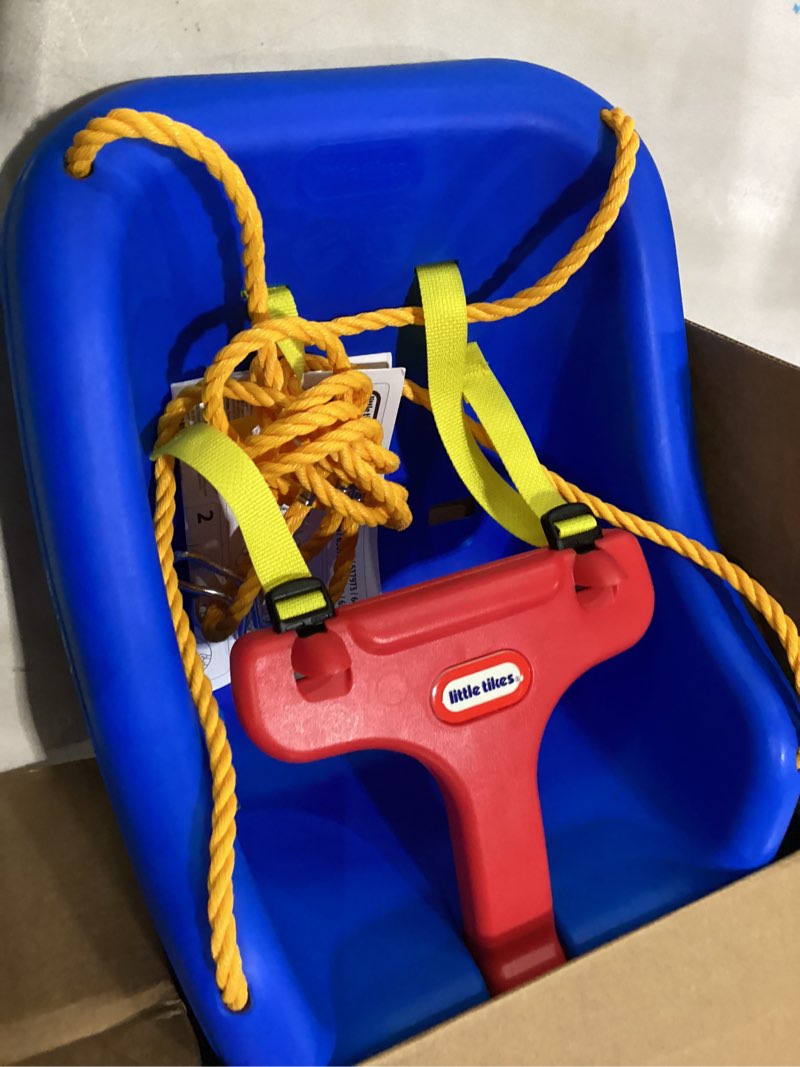Condition photo showing Good Condition for little tikes 2-in-1 snug  n secure blue swing for baby and toddlers  ages 9 months - 4 years