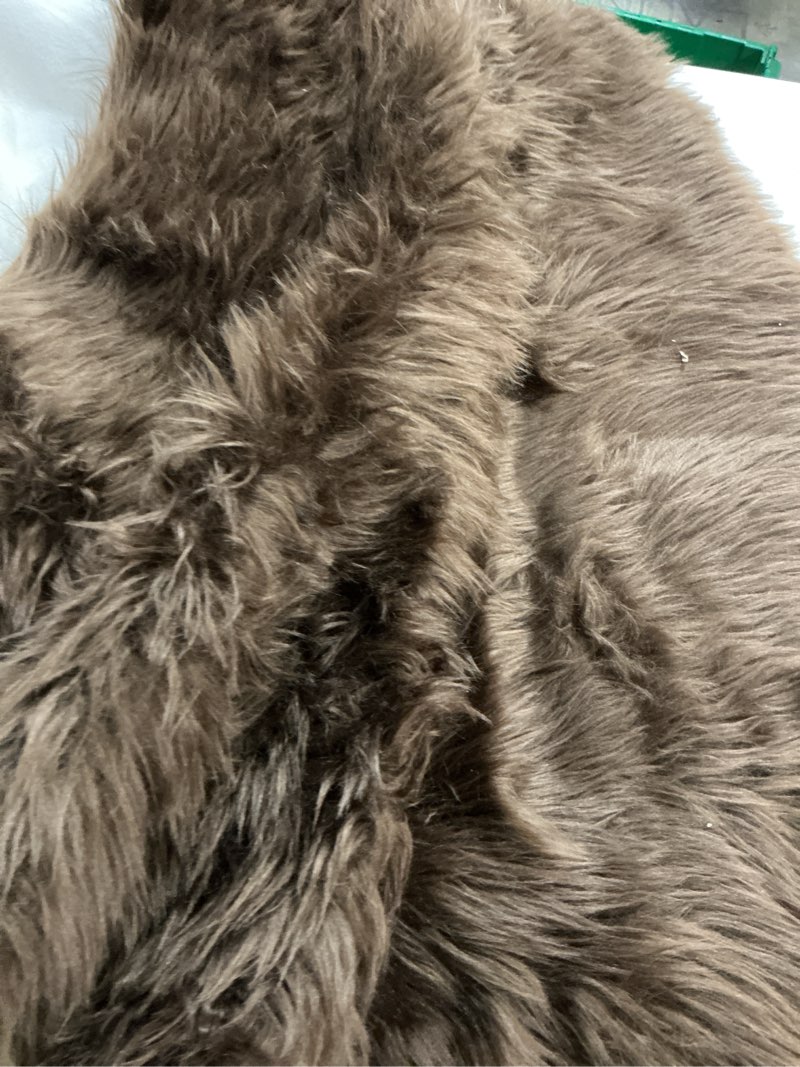 Condition photo showing Good Condition for goolela faux sheepskin fur area rug 5x3 dark brown beige fluffy fuzzy furry shag rug for bedroom living room washable rectangle