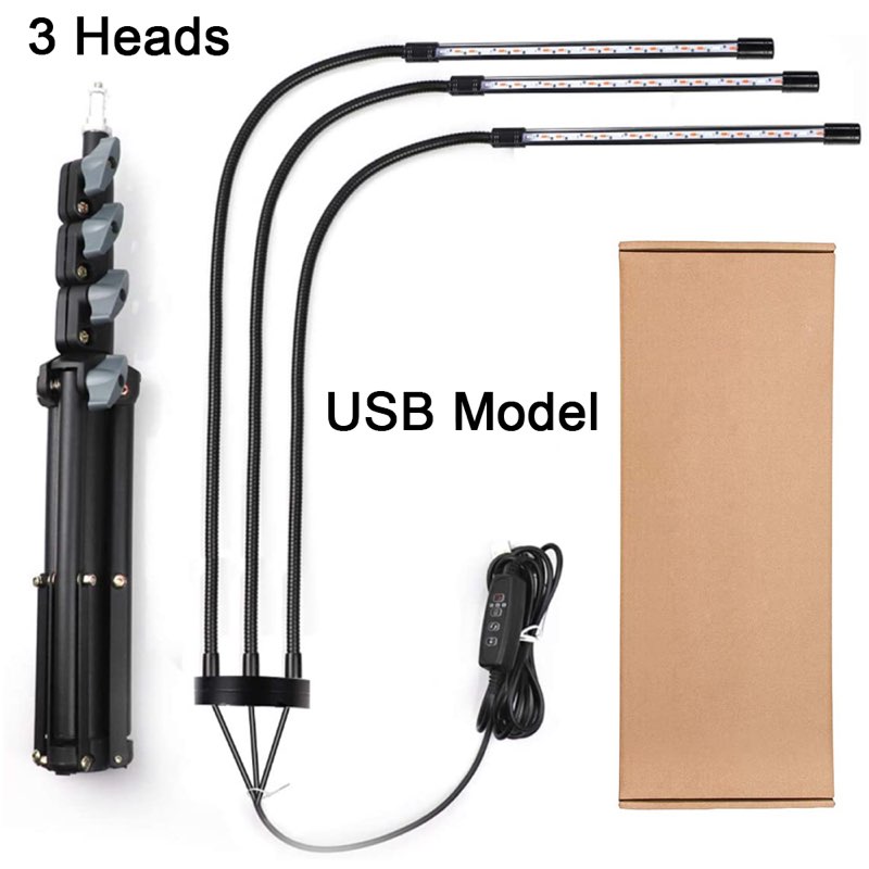 Grow Light 3Head for plants usb with trypod