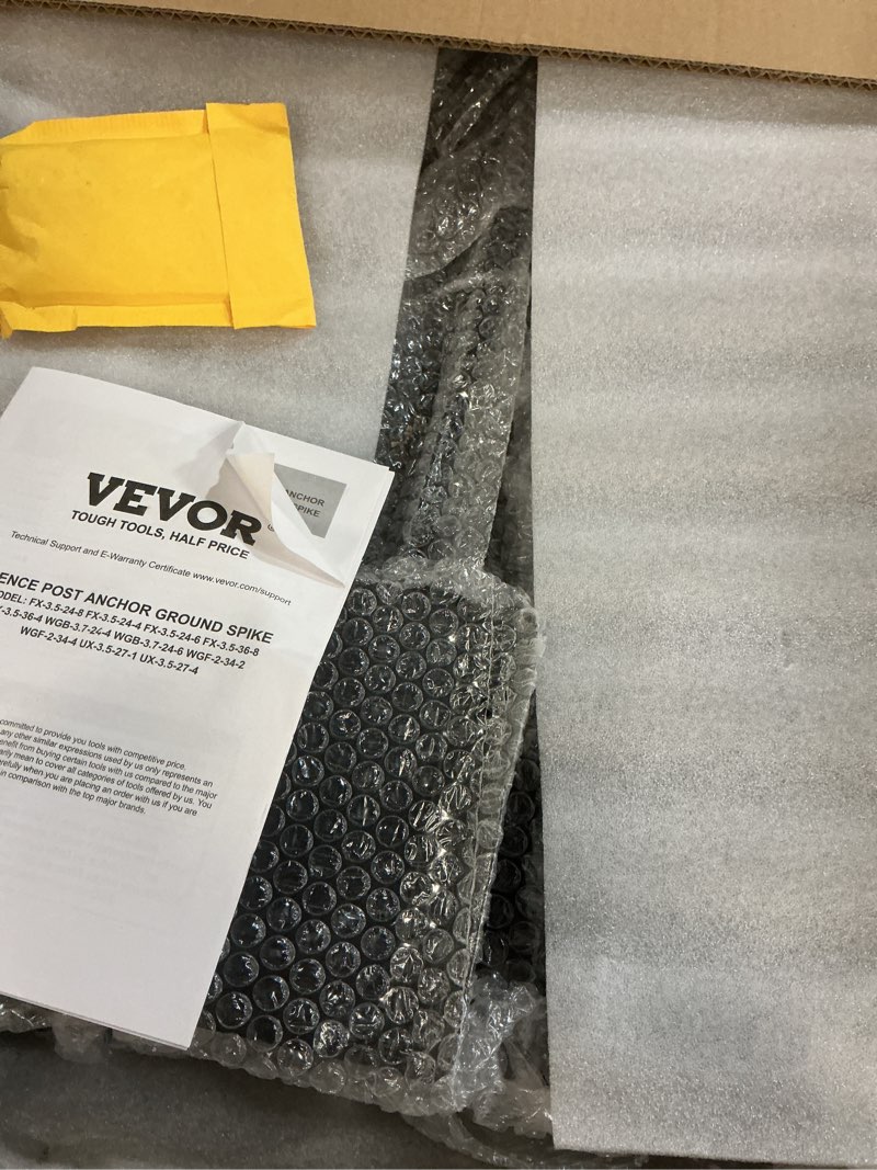 Condition photo showing Good Condition for vevor fence post anchor, 6 pack 4 x 4 inches outer diameter (inner diameter 3.5 x3.5 inches) ground spike 24", metal black powder coated post stake ground, for mailbox deck garden railing 24 x 4 x 4 inches 6