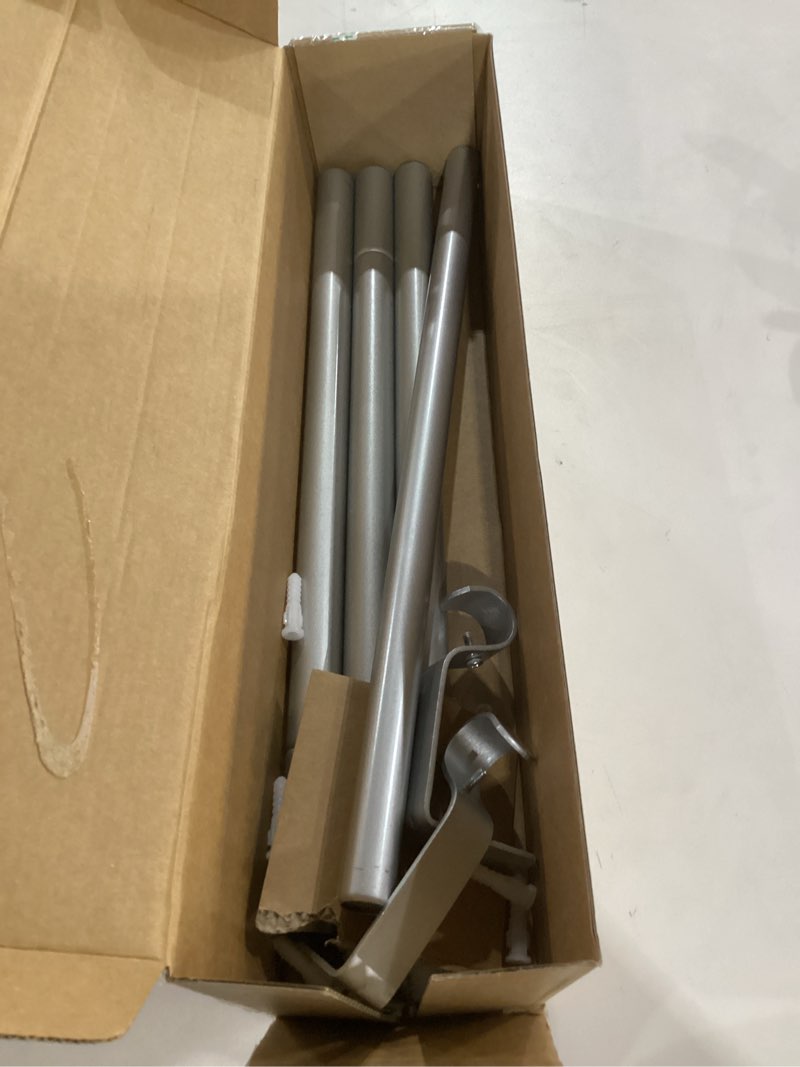 Condition photo showing As Is for curtain rod 32 to 58 inches (2.6-4.8ft), usfook 7/8 inch telescoping splicing curtain rods for windows 20 to 54 inches, silver decorative drapery rods for home with translucent finials 32-58" silver