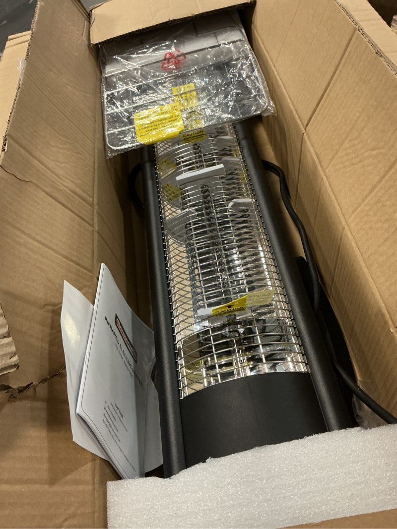 Condition photo showing Good Condition for thermomate outdoor indoor electric patio heater, 1500w 38.5" portable tower infrared heaer, ip55 rated space radiant heater with remote, timer, tip-over protection for backyard, restaurant & garage