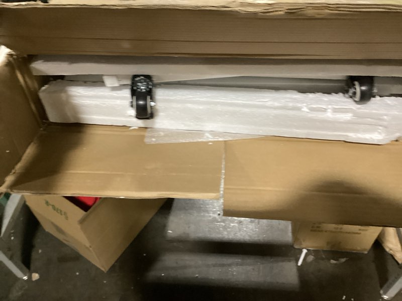 Condition photo showing As Is for Natwind 24''x20''x29'' Large Printer Stand with Storage Shelves,Extendable Home Craft Table,Home Office Organization Desk, Versatile Table for Home Office, Kitchen, Study Room, Living Room (White)