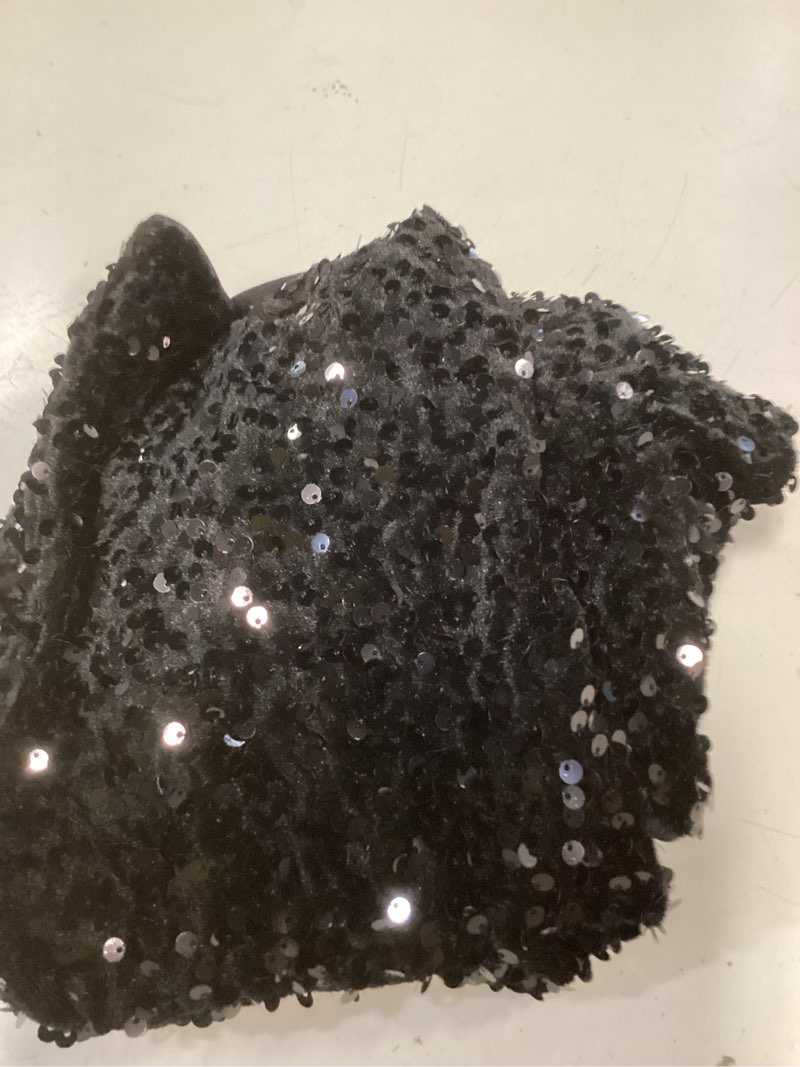 Condition photo showing Good Condition for zise l women's sequin dress sexy sparkly glitter short velvet night out party club adjustable spaghetti straps bodycon mini dresses large black
