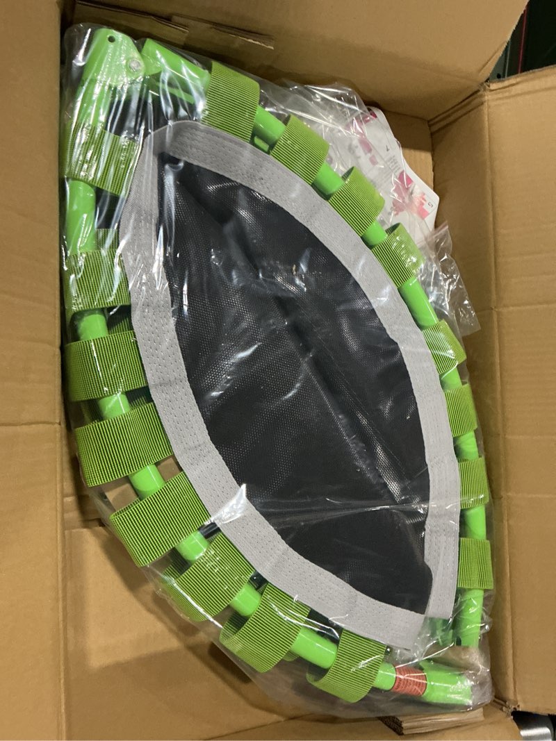 Condition photo showing Good Condition for zcmhaxj foldable mini trampoline, 40" rebounder trampoline for adults & kids, 450lbs capacity with t-shaped adjustable bar, indoor fitness workout exercise equipment green