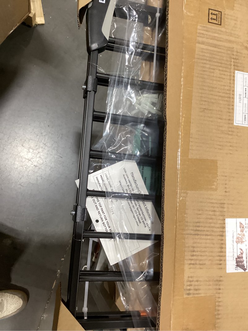 Condition photo showing New/Like New for babelio baby gate for stairs, kitchen & doorways, no bottom bar| one-handed operation| auto-close| hardware mount (drill needed) safety dog/pet gate (black - b17, 26-43" w, 28" h)