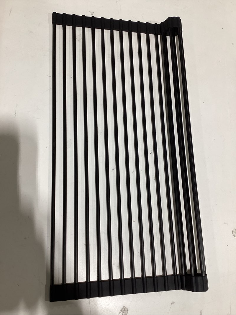 Condition photo showing Good Condition for hanzenma roll up dish drying rack over the sink kitchen roll up sink drying rack multipurpose foldable sink drying mat, heat-resistant, anti-slip & anti-rust dish rack for kitchen, 20.5" x 13", black black rectangle: 20.5" x 13"