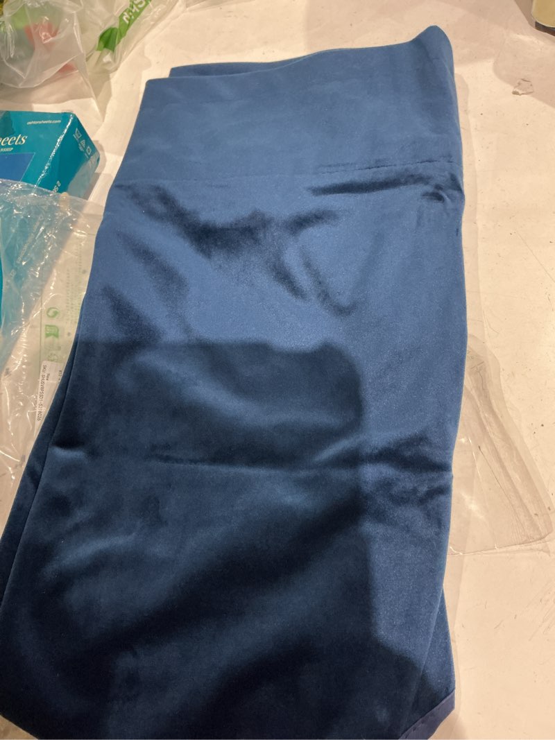 Condition photo showing Good Condition for stangh navy blue valance curtains - luxury velvet txture tier curtains rod pocket top home fashion short valance for bedroom gallery office window dressing, w52 x l18, 1 panel navy blue 52"w x 18"l (pack of 1)