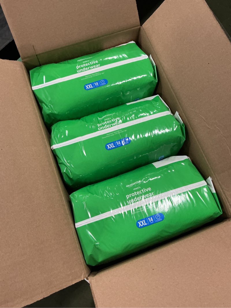 Condition photo showing New/Like New for Amazon Basics Incontinence Underwear for Men, Maximum Absorbency, 2X-Large, 42 Count (3 Packs of 14) 2X-Large 42