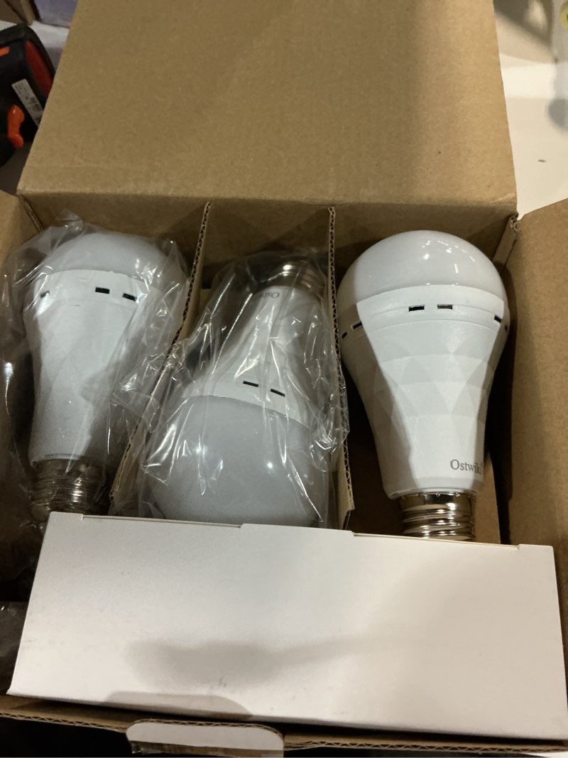 Condition photo showing Good Condition for ostwiki rechargeable emergency light bulbs 6 pack battery operated backup light bulbs for power outage camping 9w e27 8500k daylight self-charging lamps for home hurricane preparedness 8500k cool white 6 pack