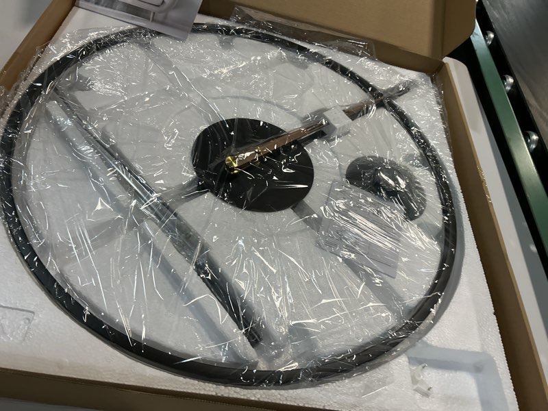 Condition photo showing New/Like New for 30.7×20 inch large modern decorative giant pendulum wall clocks,big classical metal dial wall clock with walnut pointers for living room,office,entryway,dining room decor black 30.7×20 inch