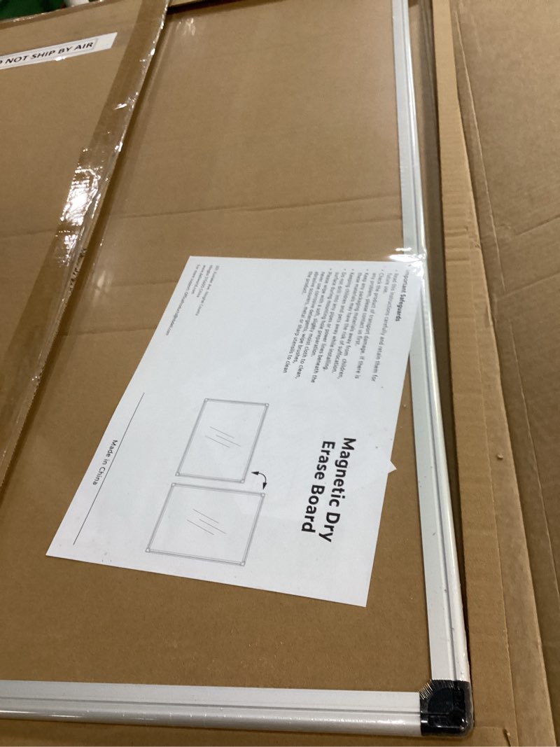 Condition photo showing As Is for vusign magnetic dry erase board for wall, 36" x 24" hanging whiteboard for office, school, home, includes eraser, markers, magnets, pen tray, silver aluminum frame white board