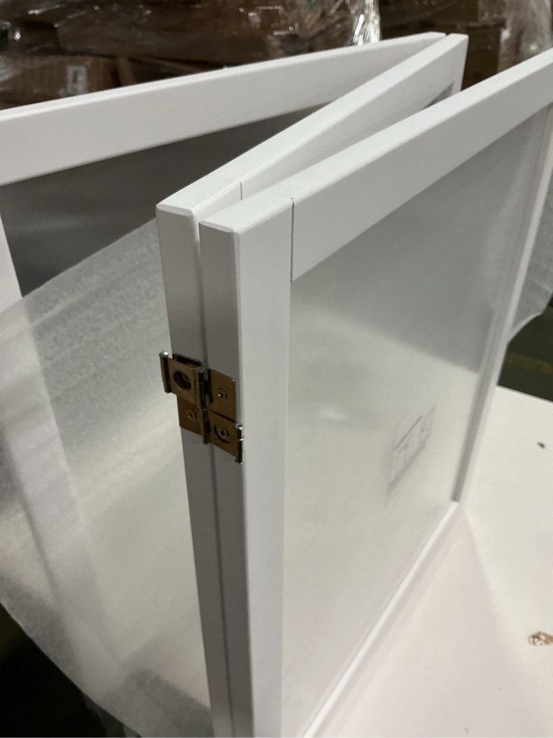 Condition photo showing New/Like New for Clear Acrylic Dog Gate, Freestanding Foldable Wooden 3 Panel Dog Gate for Doorways Stairs, Extra Wide Pet Gate 30 inch Height with 2PCS Support Feet, White