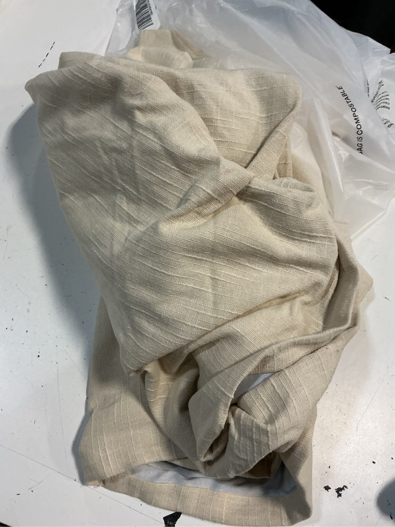 Condition photo showing As Is for quince cotton slub room darkening curtain, 48x108, natural