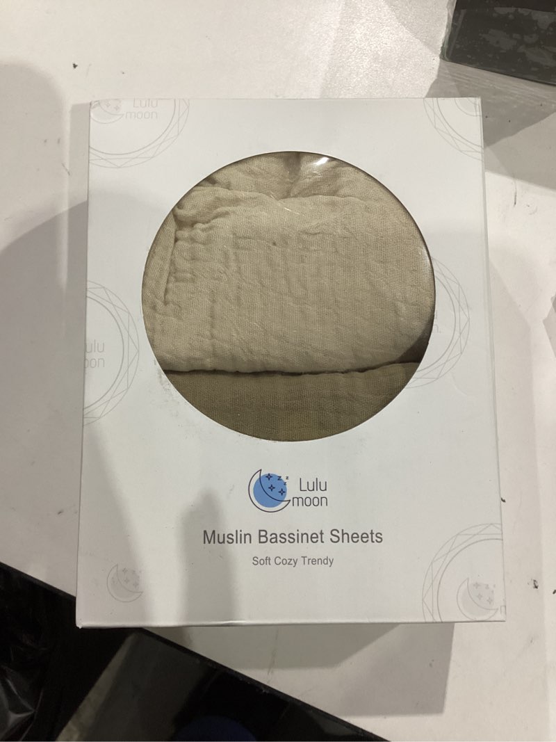 Condition photo showing New/Like New for lulumoon muslin bassinet sheets for baby: soft bedside sleeper bassinet fitted sheets for boys and girls olive & cream bedside sleeper