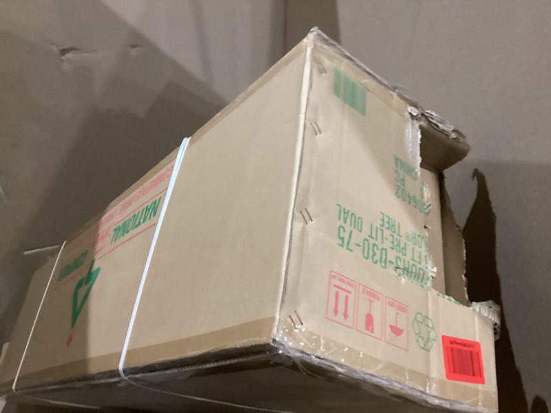 Condition photo showing New/Like New for National Tree Company 7.5 ft Pre-Lit Dunhill Fir Artificial Christmas Tree, 700 LED Lights, 2,514 Tips, PowerConnect, Foot Pedal, 10 Light Functions, Includes Stand, Green 7ft 6in Christmas Tree