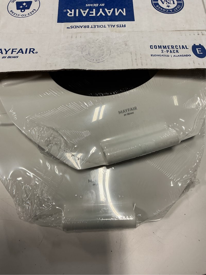 Condition photo showing New/Like New for mayfair by bemis 2-pack commercial plastic white elongated toilet seat