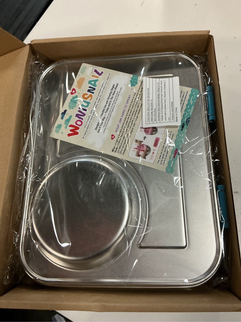 Condition photo showing Good Condition for stainless steel bento lunch box?7+ older kids?teens ? adult with insulated food jar,leakproof 3-compartment,bpa-free, eco-friendly,dishwasher safe, large-capacity box, school,office,travel ?blue)