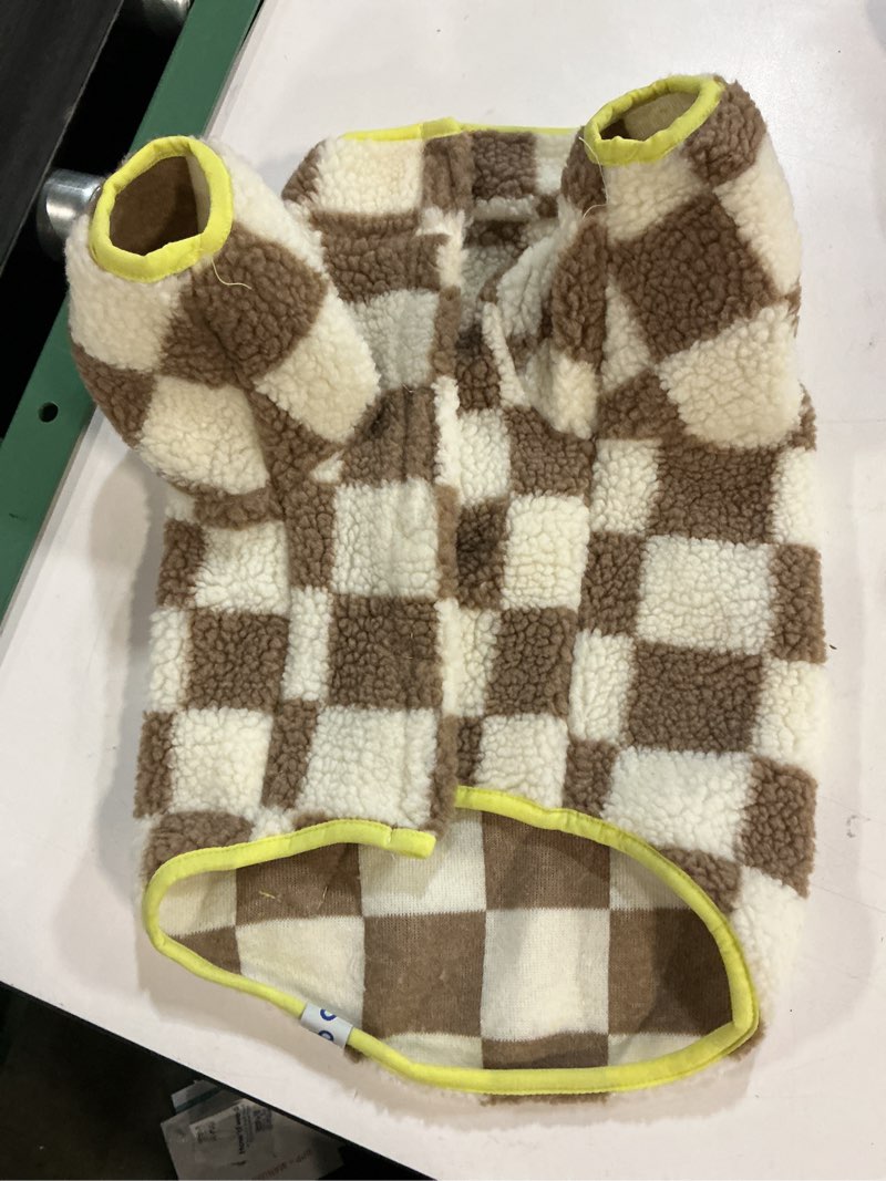 Condition photo showing Good Condition for oodles tan sherpa bubble hem fall dog jacket, medium