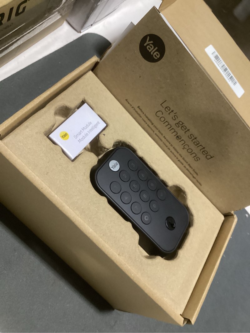 Condition photo showing As Is for yale security assure lock 2 deadbolt, black suede keyed smart entry door lock with wi-fi connected keypad for code entry and remote access, yrd410-wf1-bsp black suede wi-fi keypad - with key