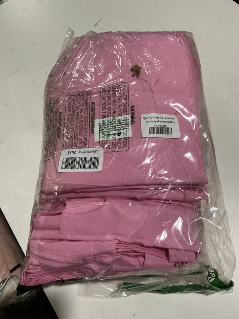 Condition photo showing As Is for BRILLMAX 6 Pack Pink Tablecloths 60 x 126 Inch for 8ft Rectangle Tables - 150 GSM Polyester Fabric, 15" Standard Drop, Water, Stain & Wrinkle Resistant Cloth Cover for Wedding Banquet Dining Buffet Pink 60x126 In, 6 Pack