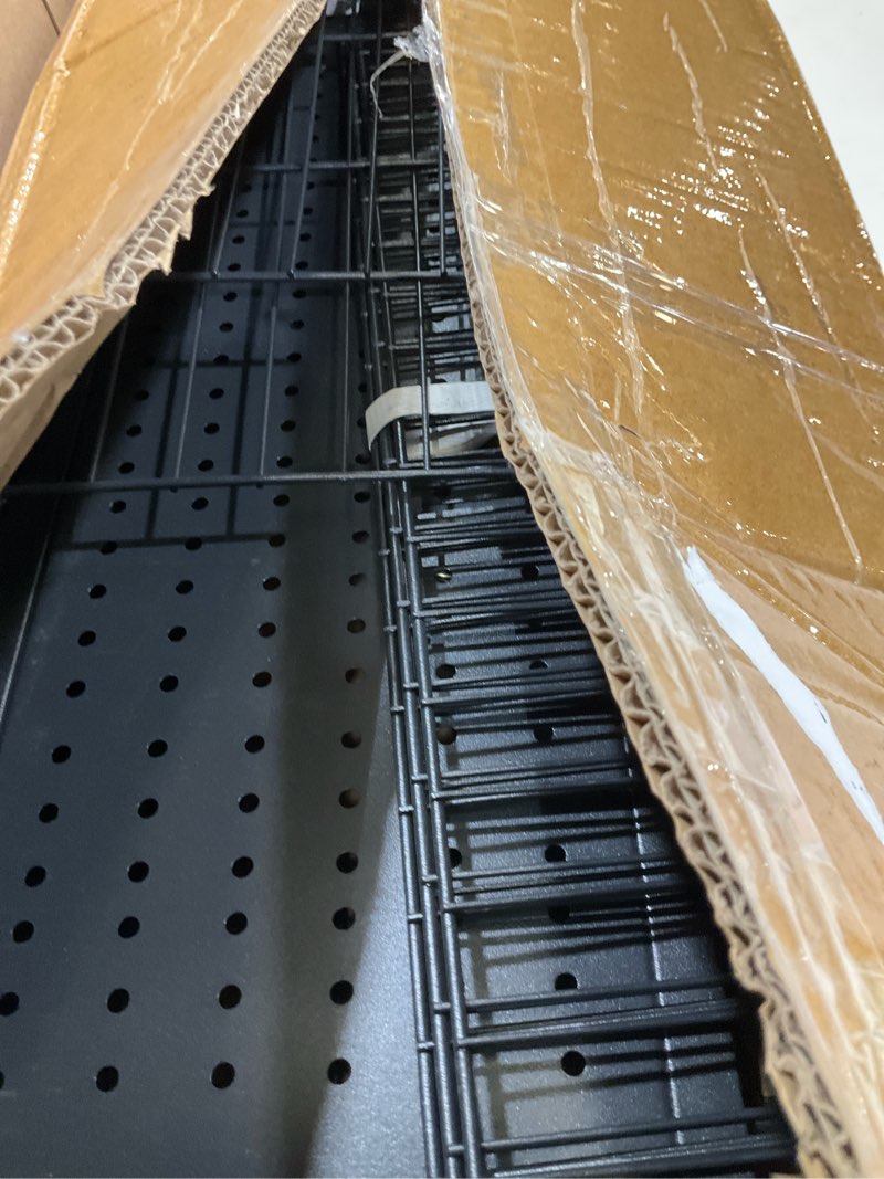 Condition photo showing New/Like New for 5 Tier Retail Candy Display Rack Metal Storage Shelf with Wheels & 15 Hooks Concession Candy Snack Display Racks Sturdy and Stable Chip Shelf Rack for Stores, Kitchen, Office (Black, 19.7*10.6*65 in)