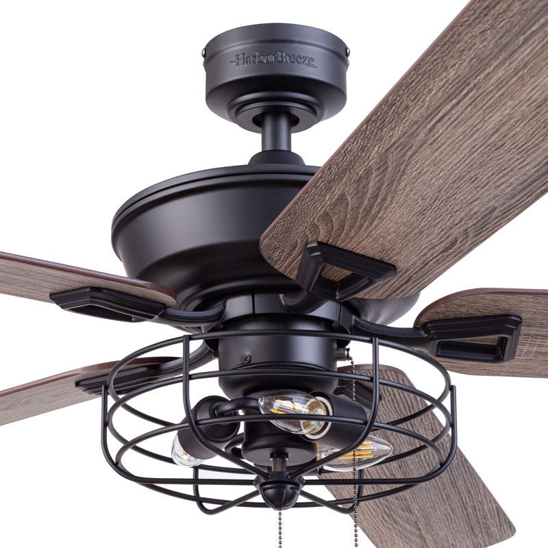 harbor breeze hamilton 52-in matte black with driftwood/sienna blade