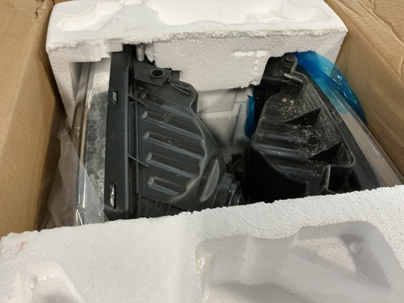 Condition photo showing As Is for AS Headlight Assembly Compatible with 2005 2006 2007 Ford F250 F350 F450 F550 Headlamp Passenger & Driver Side, 05 06 07 Chorme Housing with Amber Reflector Fit 2005-2007 Ford F250/F350/F450/F550 Super Duty Chrome