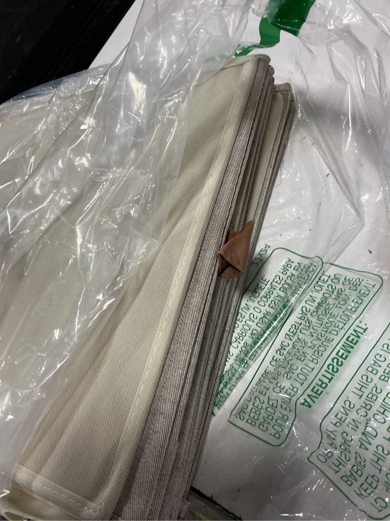 Condition photo showing Good Condition for storageworks 13x13 storage cubes, closet storage bins with clear window, large fabric organizer for clothes, collapsible storage baskets with pu handles, brown and beige, 3-pack brown and beige 13"l x 13"w x 13"h