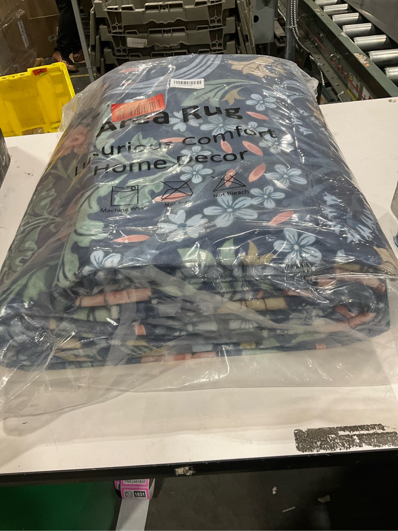 Condition photo showing Good Condition for Moynesa Floral Washable 8x10 Rug, Large Area Rugs for Living Room, Soft 8 x 10 Boho Bedroom Rugs, Non Slip Botanical Ultra Thin Floor Carpet for Dining Room Nursery, Blue 8' x 10' (Rectangular) Blue