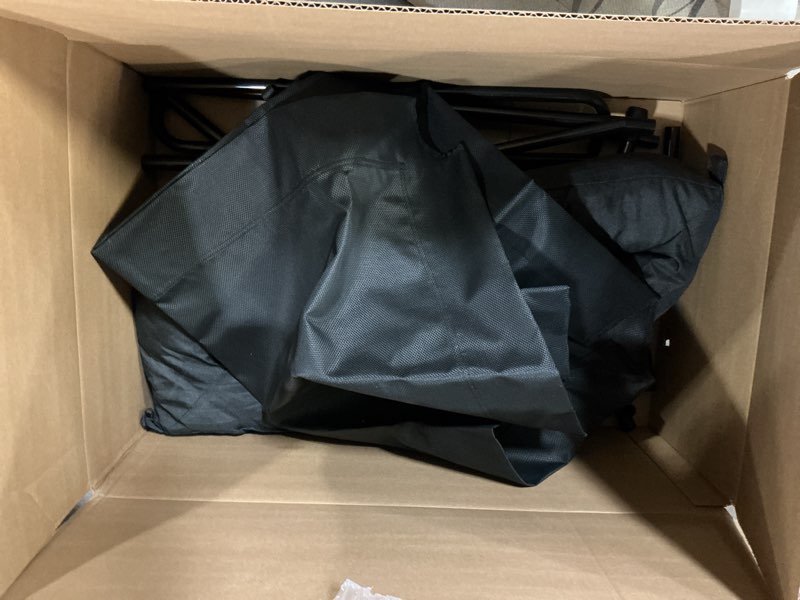 Condition photo showing As Is for Veehoo Elevated Raised Dog Bed-Cooling Outdoor Dog Cot Bed for Large Sized Dogs Three-Sided Fence Raised Pet Cot with Mesh & No-Slip Feet Dog Hammock Bed with Removable Bolster-41 x 27" Black 41.0"L x 27.0"W x 13.0"Th Black