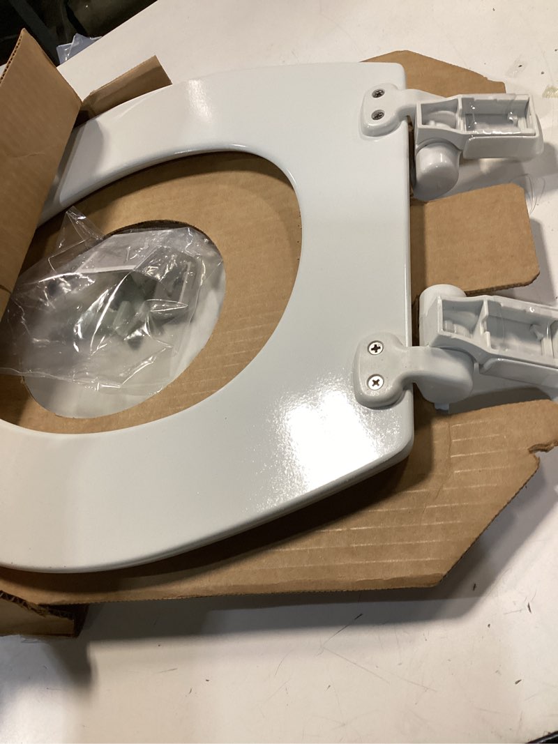 Condition photo showing Good Condition for mayfair cassel slow close toilet seat, easy clean, non slip premium wood seat, easy install, made in usa, round, white round 1 - toilet seat