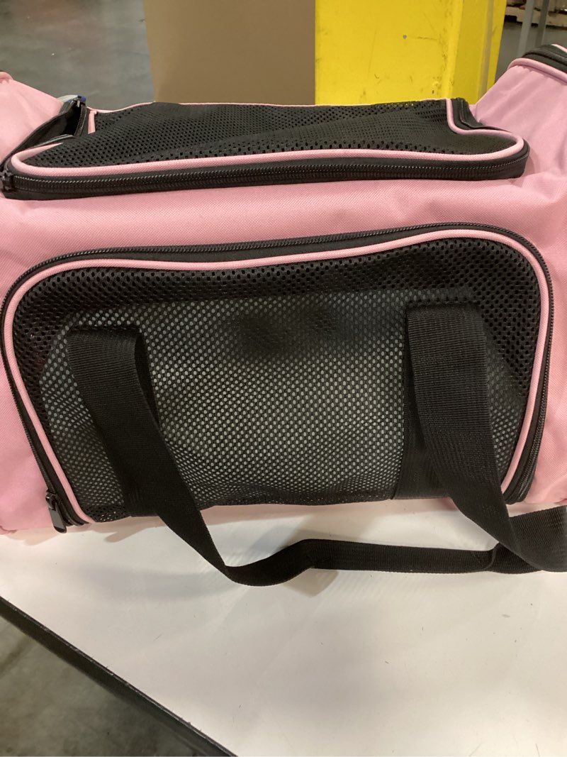 Condition photo showing Good Condition for Henkelion Pet Carrier for Small Medium Cats Dogs Puppies up to 15 Lbs, TSA Airline Approved, Soft Sided, Collapsible Travel - Pink 17.0"L x 11.0"W x 11.0"H Pink