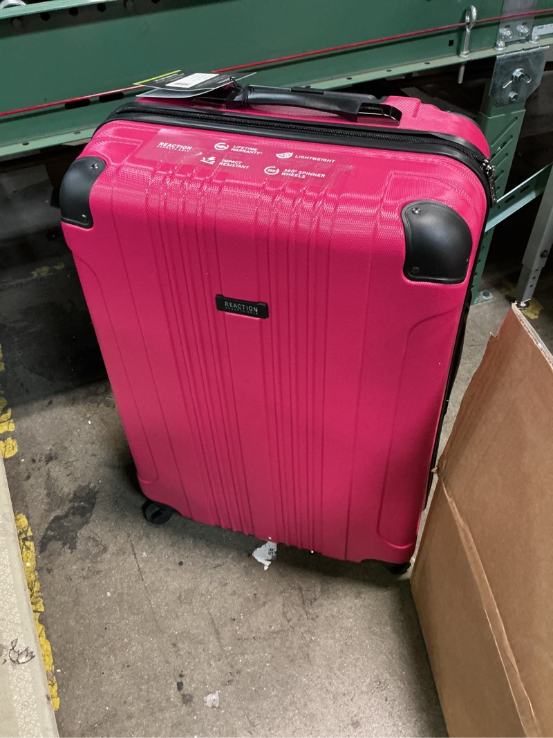 Condition photo showing Good Condition for Kenneth Cole REACTION Out of Bounds Lightweight Hardshell 4-Wheel Spinner Luggage, Magenta, 28-Inch Checked 28-Inch Checked Magenta