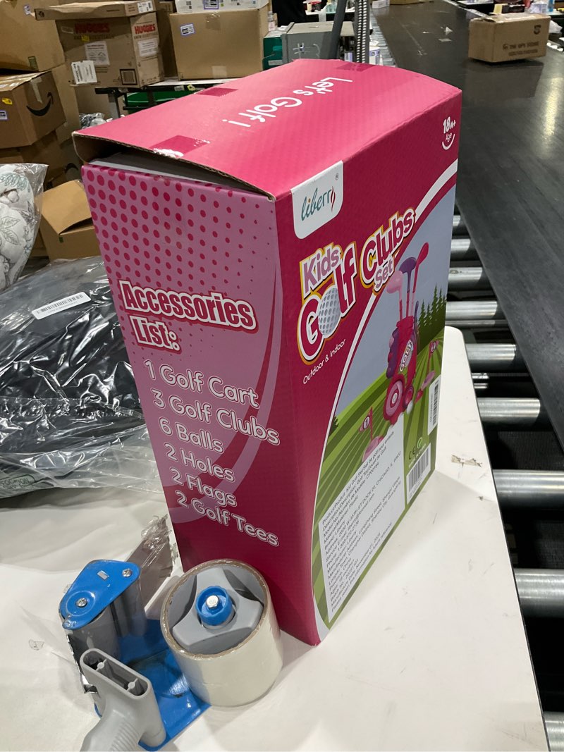 Condition photo showing Good Condition for Liberry Toddler Golf Set for 1 2 3 4 Years Old, Upgraded Kids Golf Cart with Unique Shoulder Strap Design, Indoor and Outdoor Golf Toys for Boys Girls (Pink)