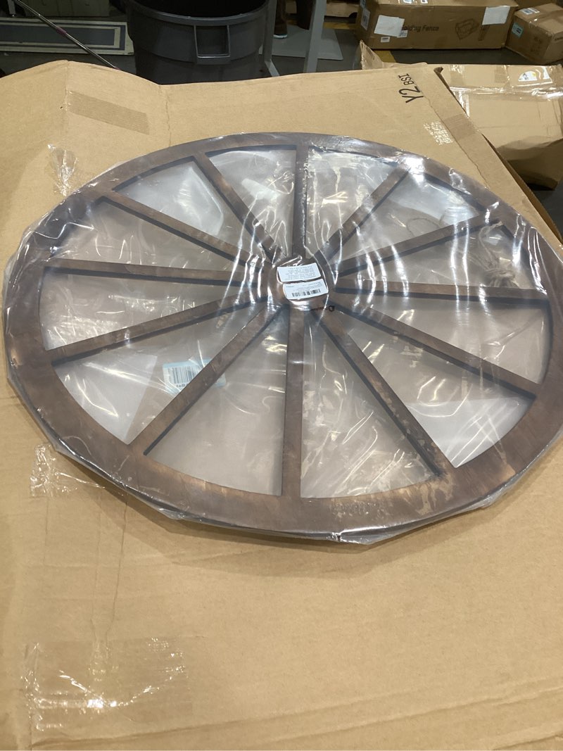 Condition photo showing Good Condition for daisyinner wood wagon wheel decorative old western style wagon wheel decor vintage rustic wall hanging wood cartwheel decor for garden bar patio garage farmhouse(30 inch,brown) 30 inch brown