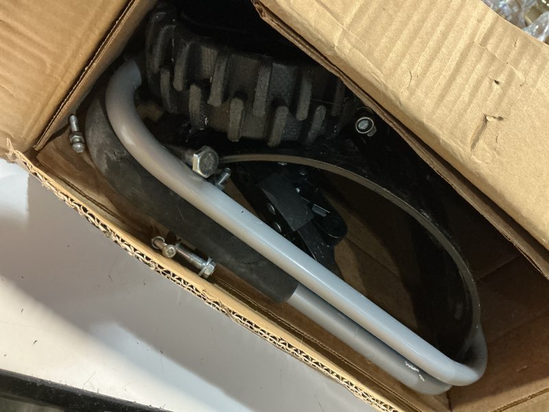 Condition photo showing As Is for ORIENTOOLS Snow Shovel with Wheels for Driveway, Heavy Duty Snow Pusher with 6" Wheels and 26" Wide Blade for Efficient Snow Removal, Back Saver Snow Pusher Efficient Remover Tool for Doorway Sidewalk Height Adjustable (Screw)